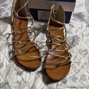 Kaari Blue Women's Gold and Tan Strappy Sandals